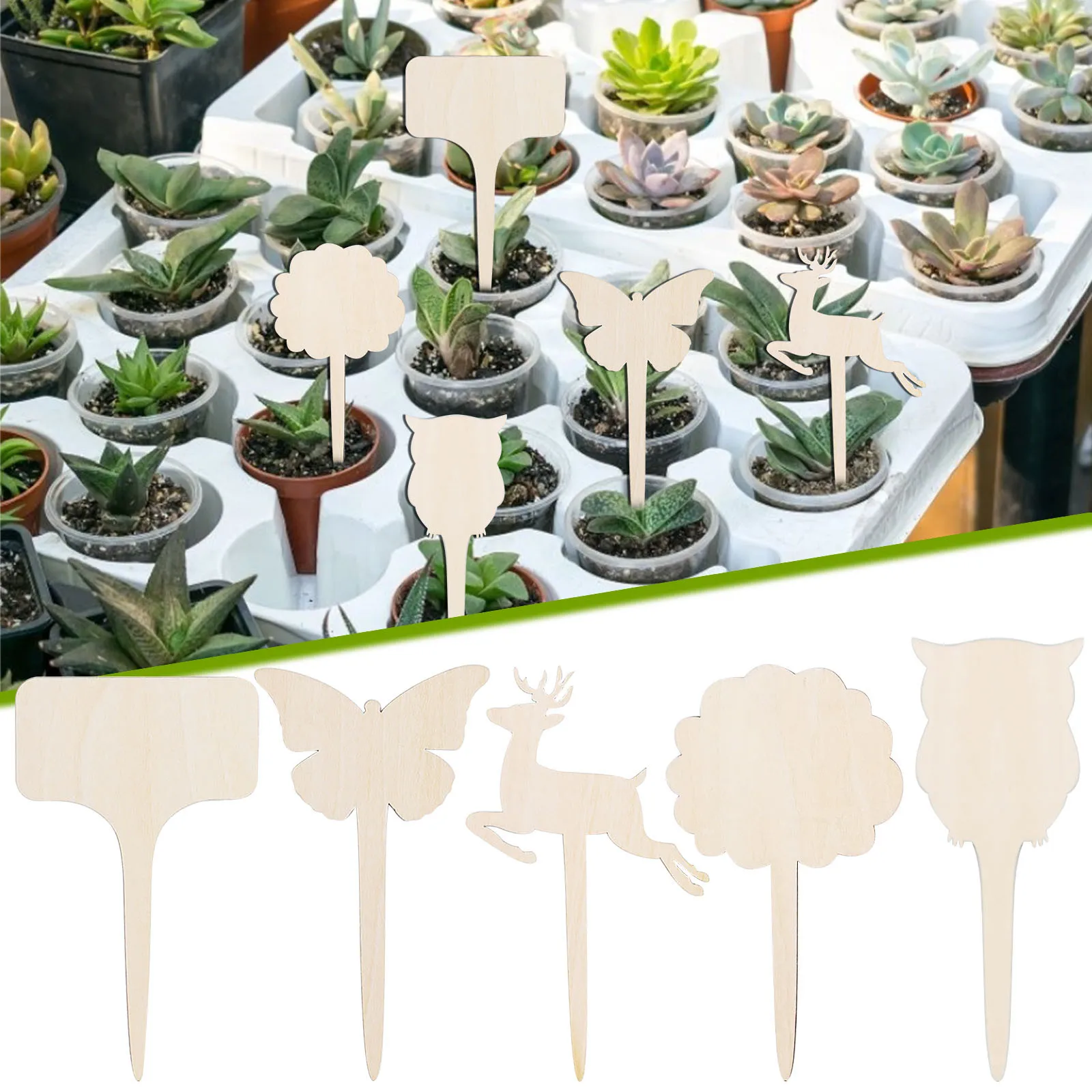 

10PC mixed wooden signs creative gardening succulents tags can be written and inserted into the ground decoration кђколнй 40*