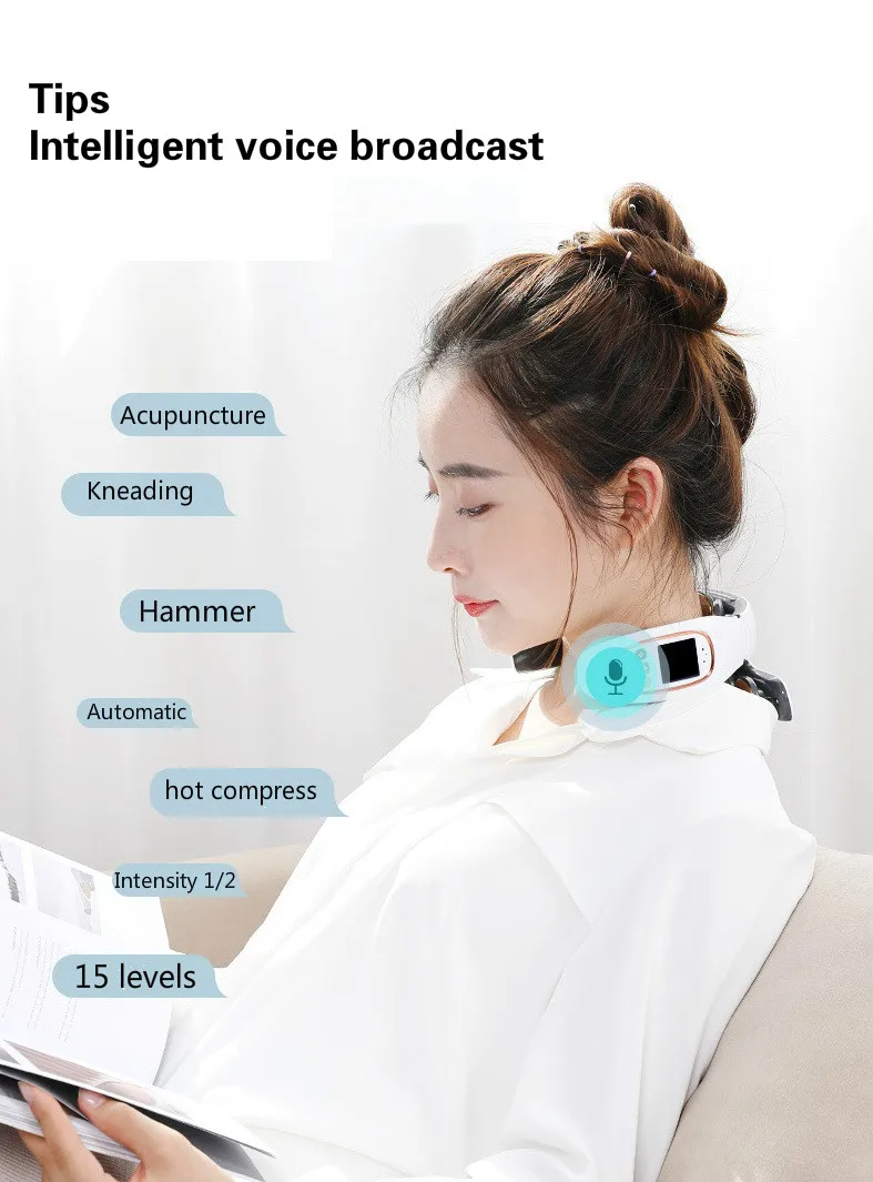 6 массажер для головы и шеи умный беспроводной с инфракрасным подогревом 360 °