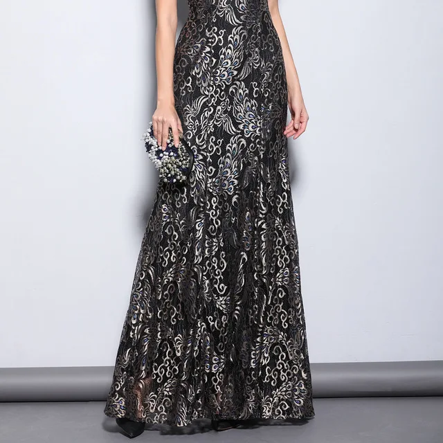 

Long Evening Dress Lace Sleeveless Strap V-Neck Backless Sexy Slim Fashion Women Prom Dresses Robe De Soiree Vestido
