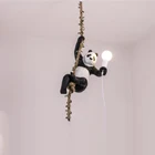 Креативные подвесные светильники из пеньковой веревки, потолочные лампочки в виде панды для чердака, кухни, ресторана, гостиной, домашние декоративные светодиодные освещения