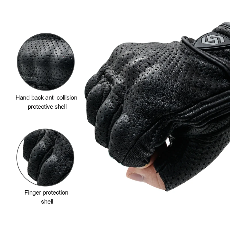

1 Pair Cycling Gloves Sheep Leather Fingerless Gloves Half Finger Gloves for Motocross Riding Mountaineering Fitness L