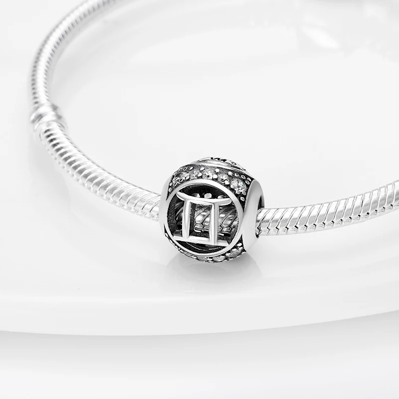 

Подвески plata из серебра 925 пробы серии 12 созвездий-подвески из драгоценных камней подходят для оригинального браслета Pandora изящные ювелирны...