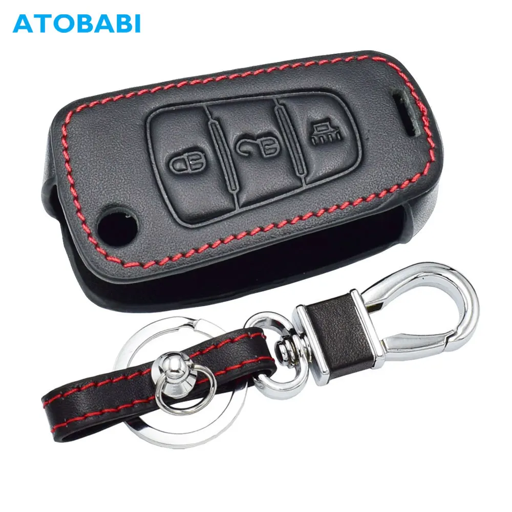 Leather Car Key Cases For Great Wall Haval Hover H1 H3 H6 H2 H5 C50 C30 C20R M4 3 Buttons Folding Keychain Remote Control Cover