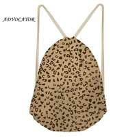leopard print pattern drawstring bags women casual beach shoulders bag ladies drawstring bags custom logo mochila feminina