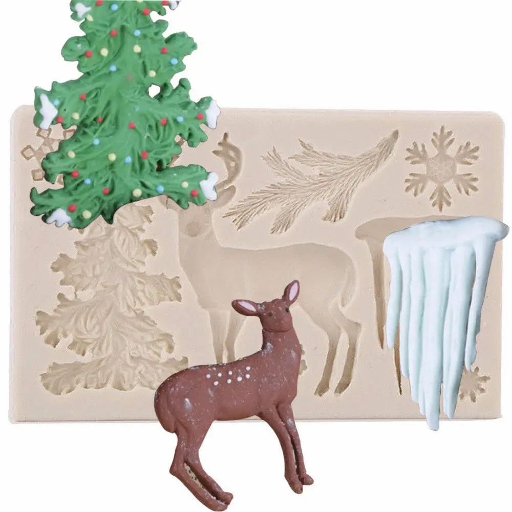 Снежинка ледник Лось Рождественская елка Fondant (сахарная) торт силиконовые формы