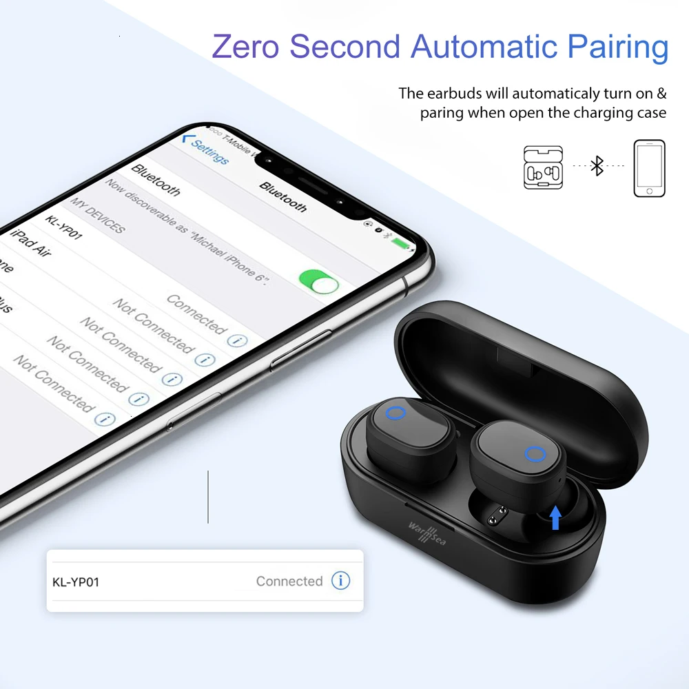 Наушники WarmSea TWS Bluetooth 5,0, отличное качество звука, беспроводные наушники, гарнитура, спортивные наушники