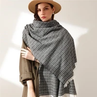 winter scarf women cashmere warm pashmina stripe foulard female scarves wrap thick soft bufanda big tassels shawl long stole