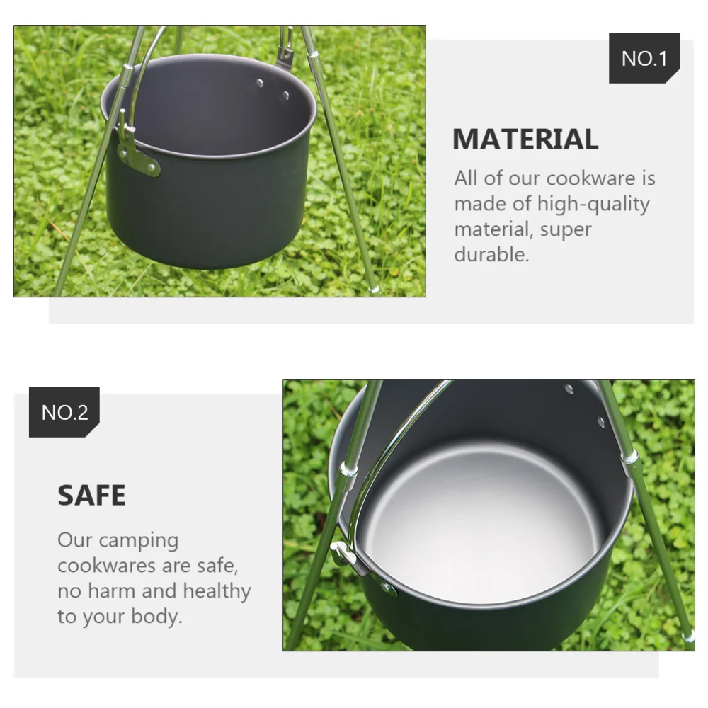

1pc 4L Picnic Pot 5-8 People Pot Portable Outdoor Camping Pot Non-stick Cookware