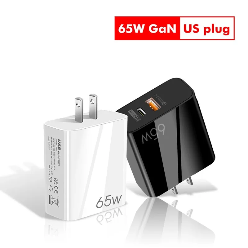 65W GaN Charger Quick Charge 3.0 USB Type C PD Fast Phone Chargers adapter for iPhone 13 12 11 Huawei P30 P40 P50 | Мобильные