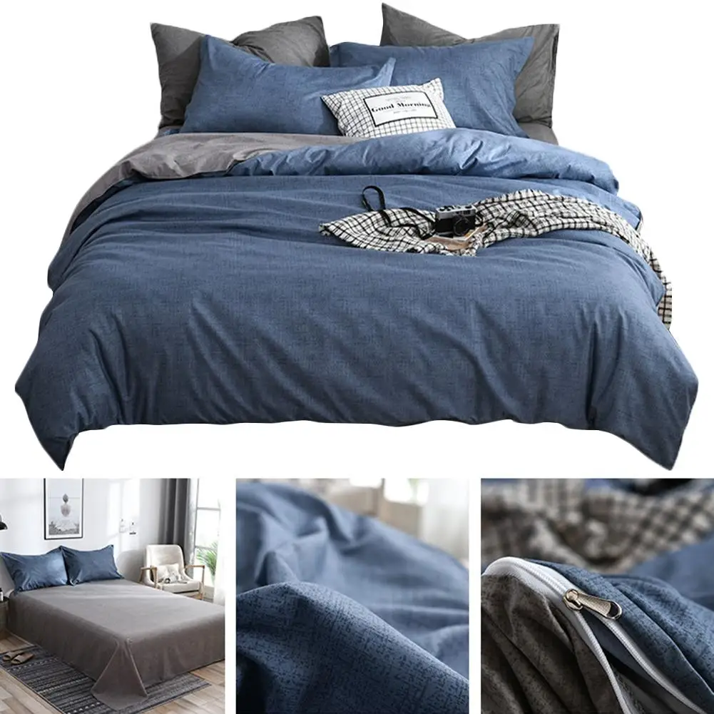 Комплект постельного белья из 4 предметов однотонный мягкий пододеяльник с