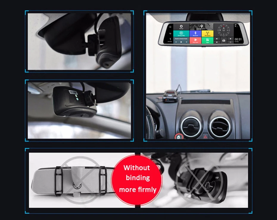 QUIDUX 1" ips зеркало заднего вида 4G Android 5,1 gps навигация ADAS dash cam 2G ram 3 2G rom 1080P 4 камеры Автомобильный видеорегистратор DVR