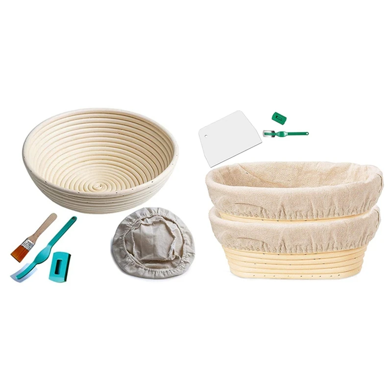 

Proofing Basket By Caesar Bread,10 Inch Round Sourdough Set With Artisan Sourdough Bread Bakery Basket,Dough Scraper