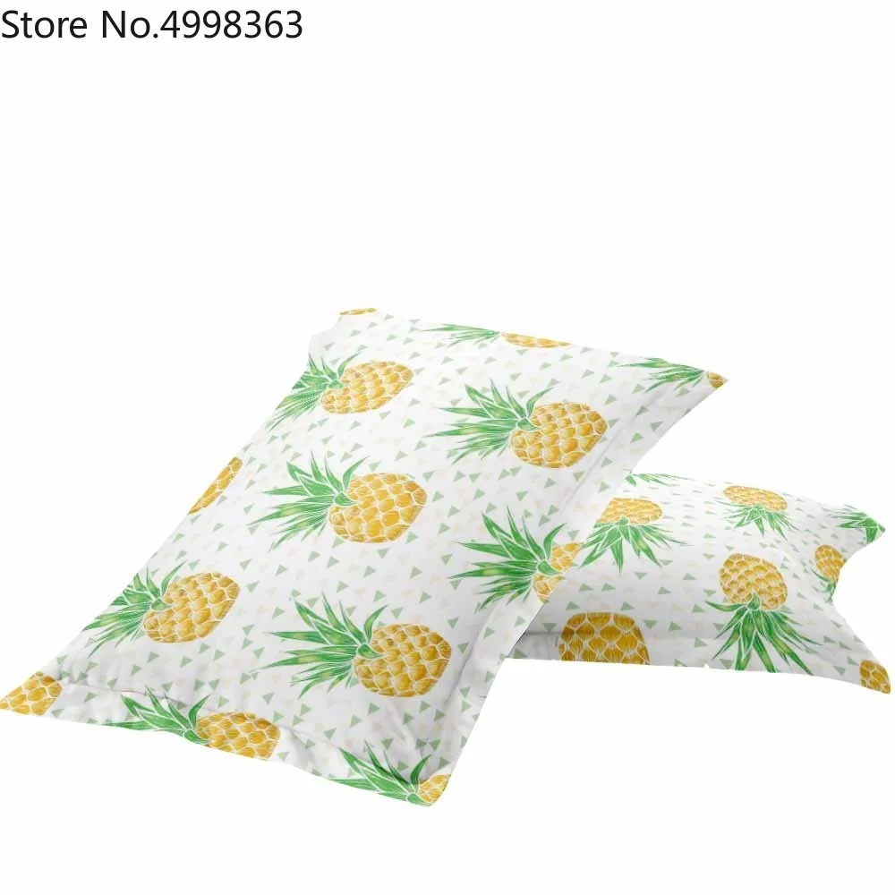 Летний комплект постельного белья с фруктами золотисто-зеленые ананасы