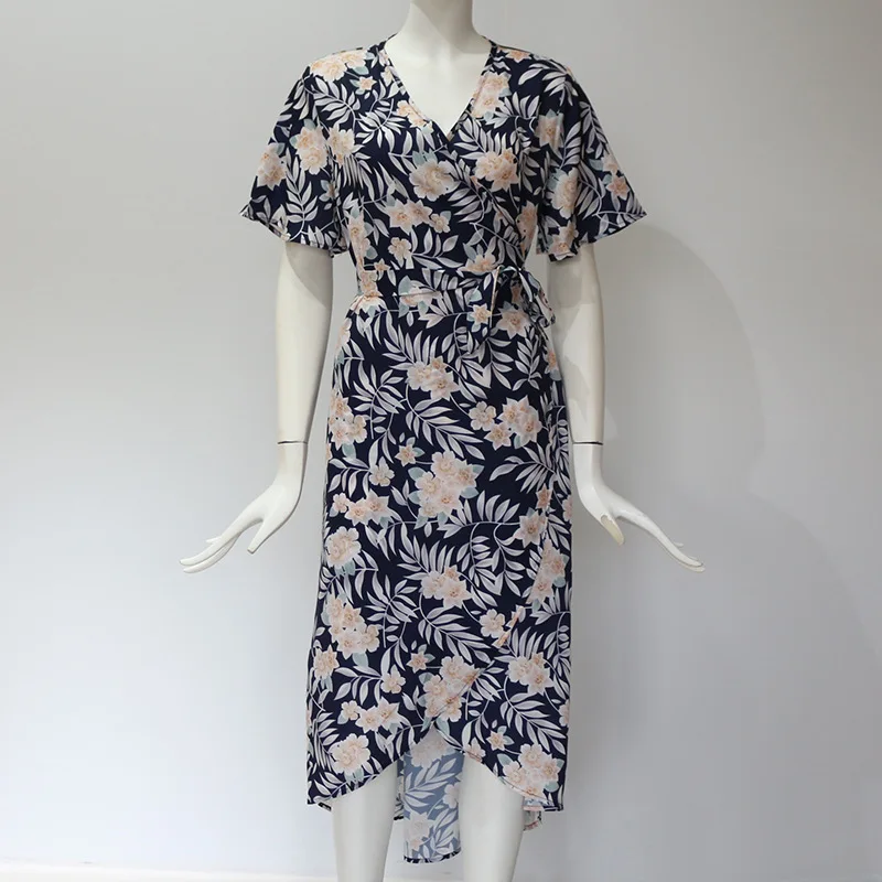 Летнее пляжное платье макси Для женщин Цветочный принт в стиле Бохо миди