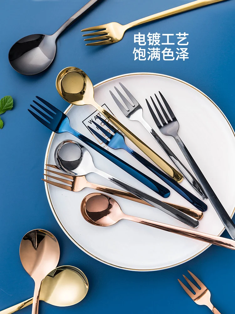 

Dinning Table Set Kitchen Accessories Zero Waste Gold Spoon Travel Chopsticks Set with Case Stainless Steel Spoon Fork Stirring