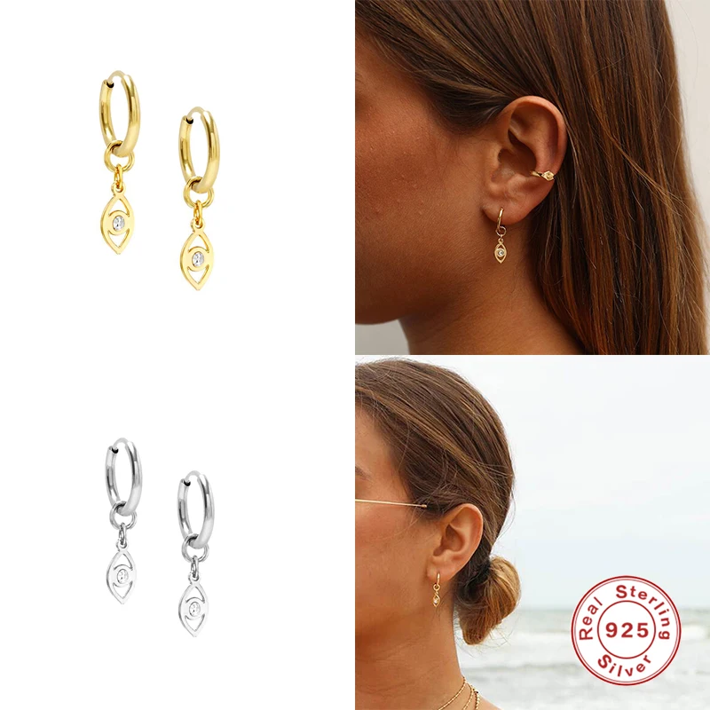 

Aide 925 Sterling Silver INS Zircon Diamond Pendant Hoop Earrings for Women Engagement CZ Gold Color Jewelry 2020 New Bijoux