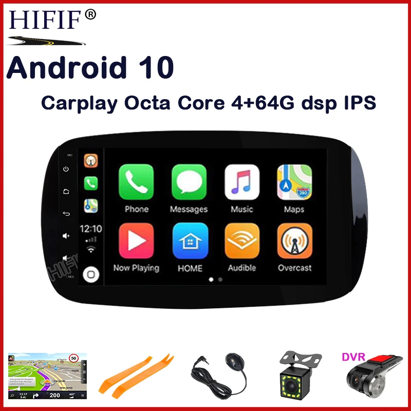 Автомобильный радиоплеер для Mercedes Benz Smart Qcta 8 core RAM 4G ROM 64G DSP IPS Android 10 GPS стерео аудио