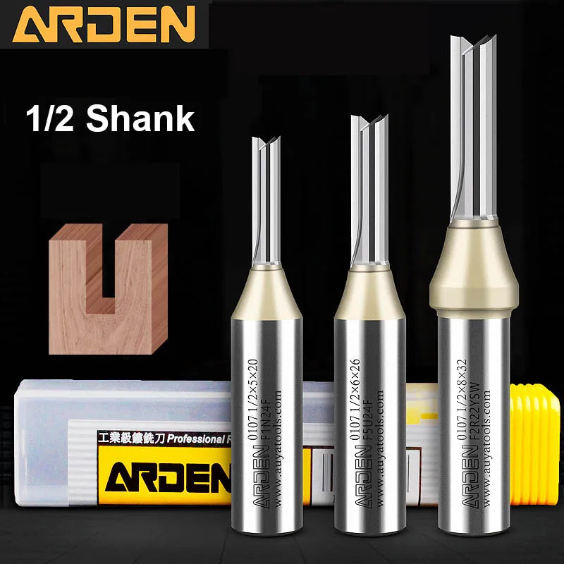Arden CNC TCT Straight End Mill Woodworking Tool Carbide Cutter 1/2 Shank Router Bit For MDF Plywood Chipboard Slot Drill