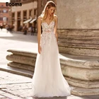 2020 простые свадебные платья в стиле бохо с V-образным вырезом и открытой спиной