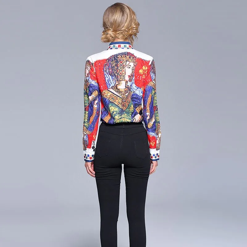 

2021 New Fashion Designers Spring Women Blouses Long Sleeve Elegant Vintage Print Office Casual Shirts Plus Size Blusas Tops