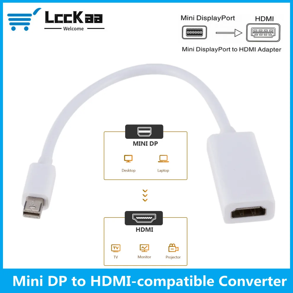 Мини кабель Lcckaa с портом дисплея на HDMI совместимый 1080P ТВ проектор DP конвертер