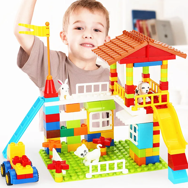 

150 300 шт. дети Juguetes развивающие игрушки подарок на день рождения, игрушки дивотных, полые большие блоки игровой домик для детей игра Монтессо...