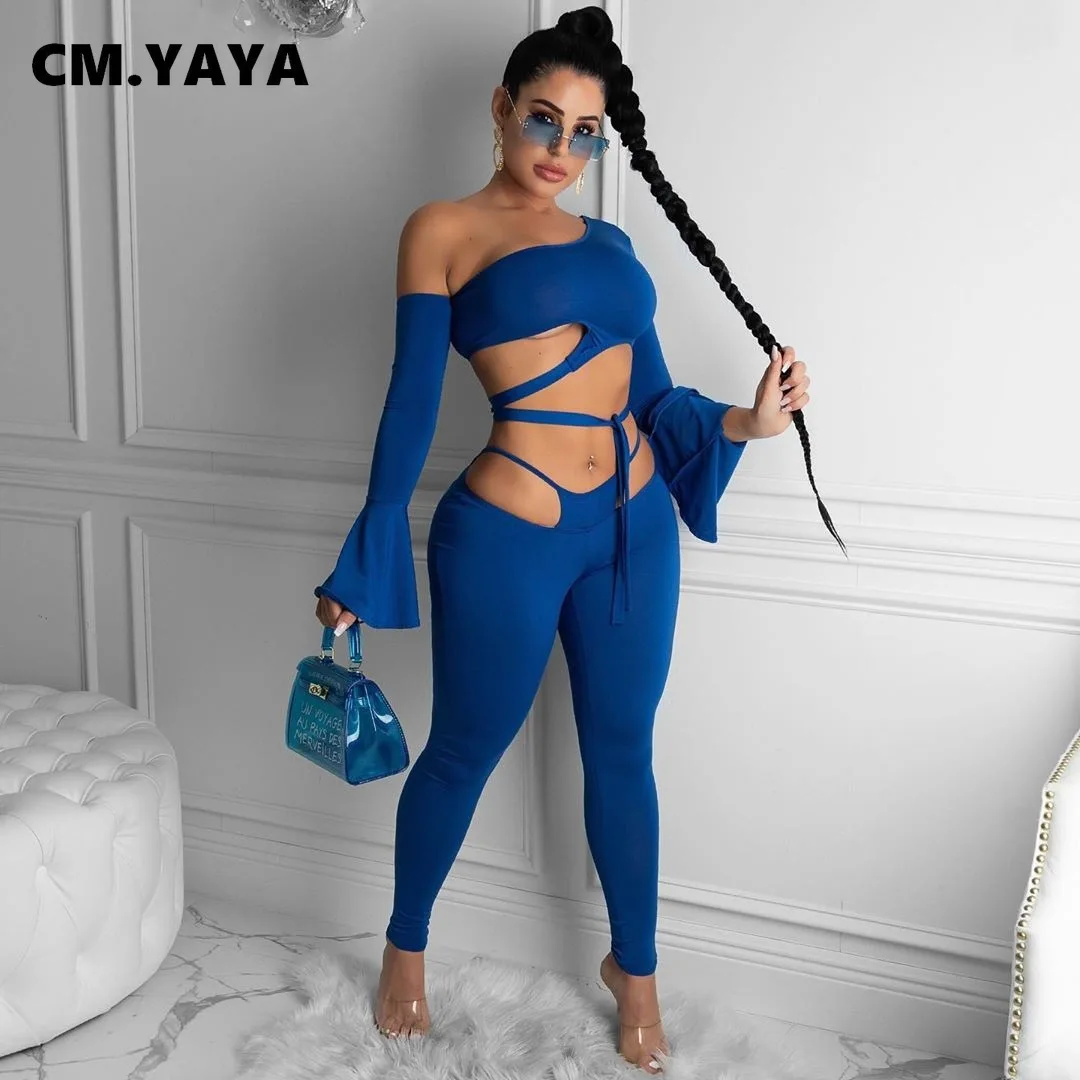 Соблазнительный Однотонный женский костюм CM.YAYA для клувечерние укороченный топ