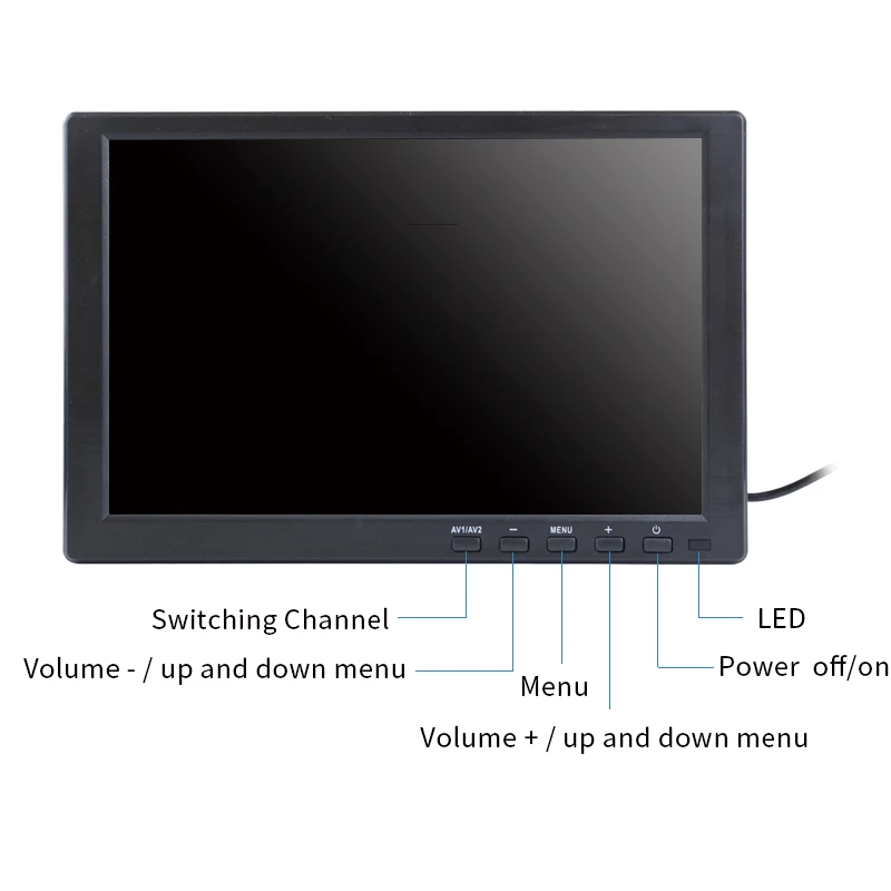 Монитор портативный 10,1 дюймов lcd HD сенсорный экран компьютер ПК экран 2 канала видео в безопасности монитор с динамиком HDMI VGA USB