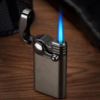 metal lighters personality creative windproof gas lighter small spray gun cigar butane lighters blue flame gadgets for men