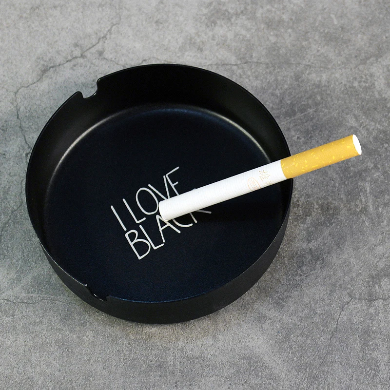 Черная матовая креативная круглая металлическая пепельница из нержавеющей