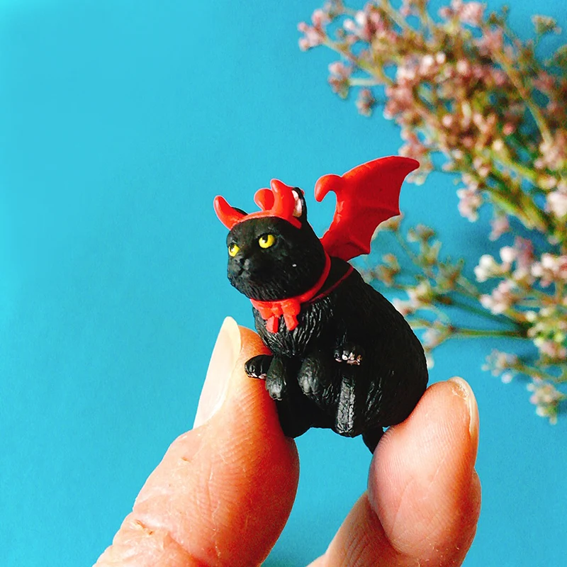 Черные кошки/миниатюрные животные/милые/сказочные садовые гном/искусственные