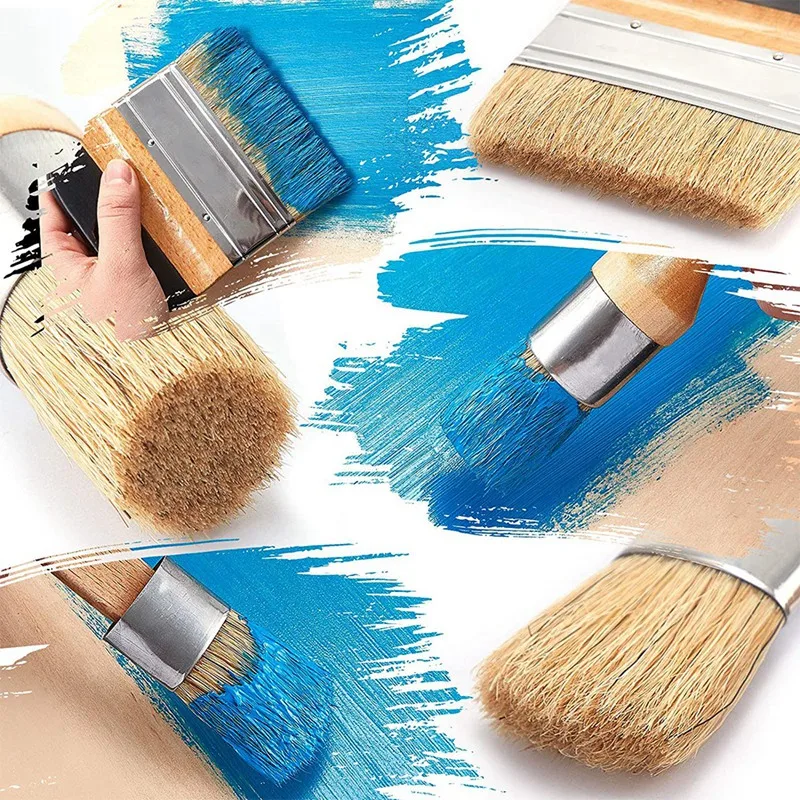 

5 Pcs Chalk and Wax Paint Brushes Bristle Stencil Brushes Painting Brushes, Including Flat Pointed and Round Chalked