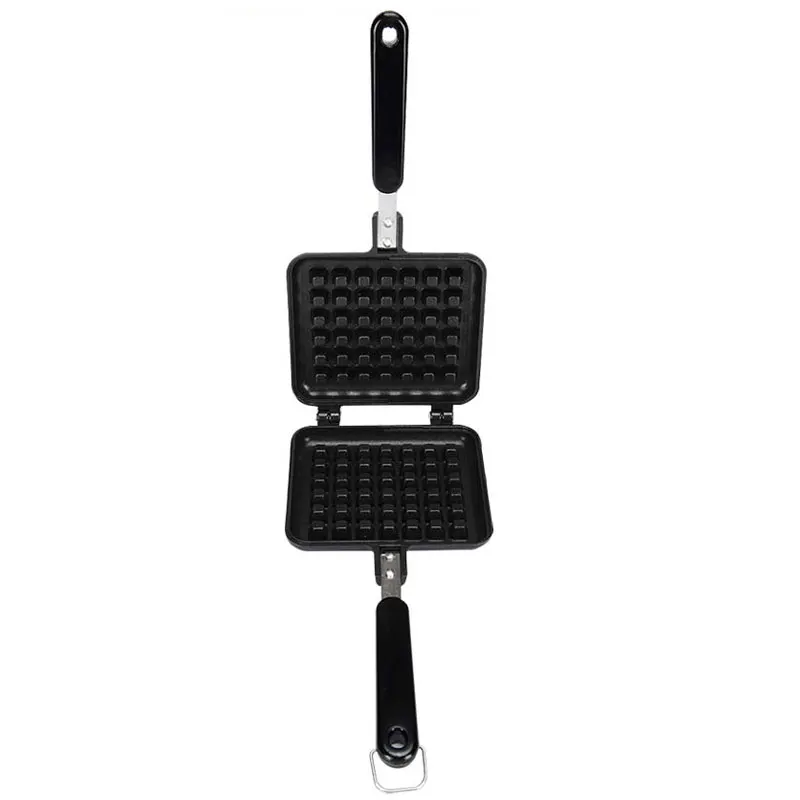 Online 1PC Persegi Panjang Bentuk Waffle Cetakan Sandwich Pan Makanan Penutup Makanan Ringan Cooker Pembuat Tidak Stick Coating Cetakan Baking Alat Tungku Gas Kompor Penggunaan