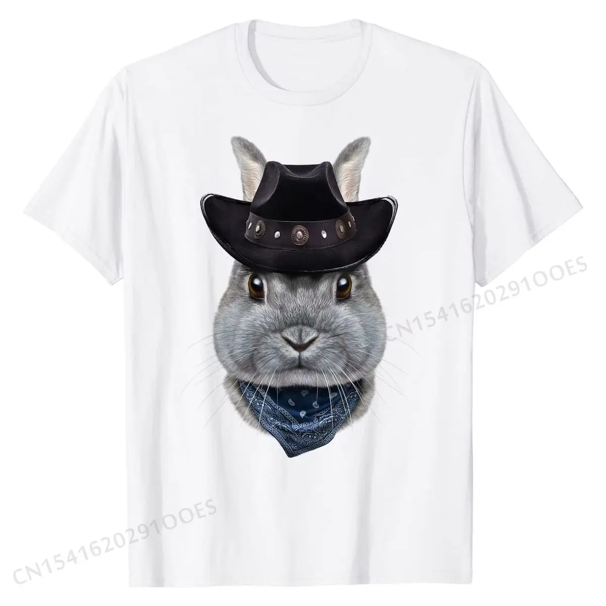 

Netherland Dwarf in Cowboy Hat and Bandana - T-Shirt Fitted Unique Tops & Tees Cotton Tshirts for Men Casual