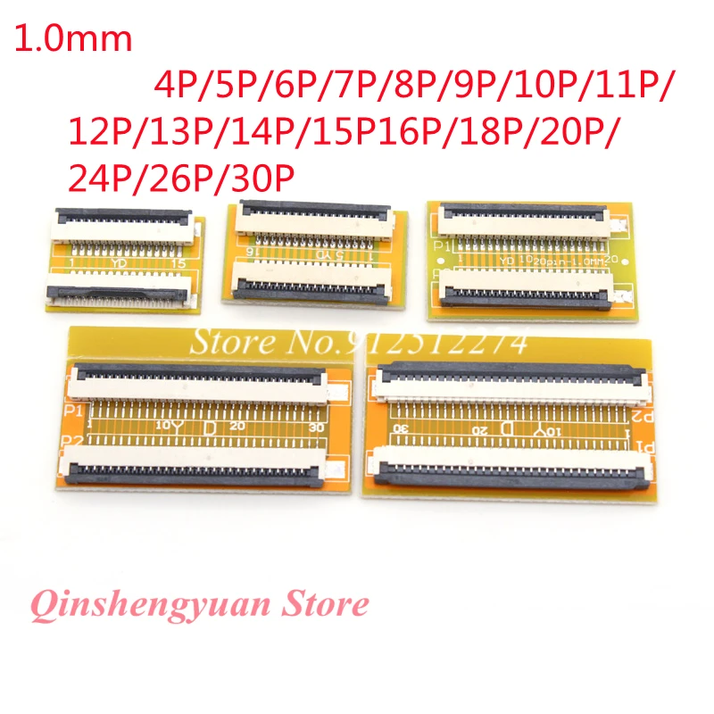 10PCS FPC FFC Cable 6 8 10 20 26 30 40 PIN 1.0 mm pitch Connector SMT Adapter to 2.54 mm 1.00 inch pitch through hole DIP PCB