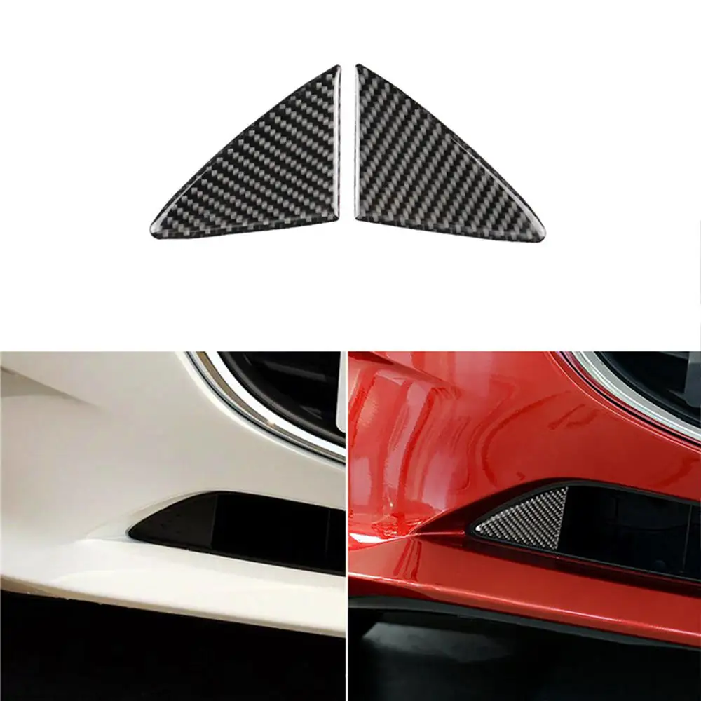 

2X Carbon Fiber Front Grille Grill Cover Trim Fit For Mazda 3 Axela 2014-2016