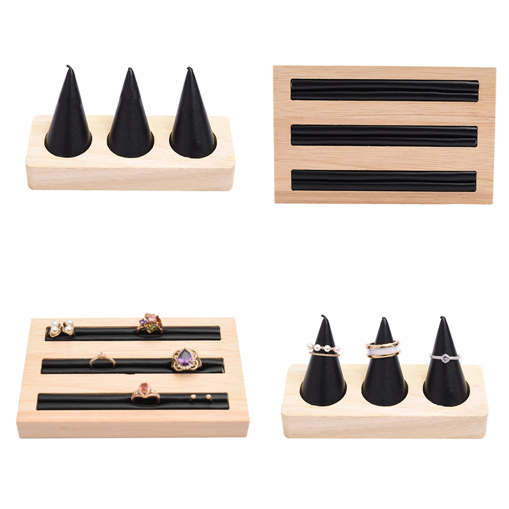 

2x Wooden Jewelry Display Stand Earrings Tray Case Holder Storage Organizer