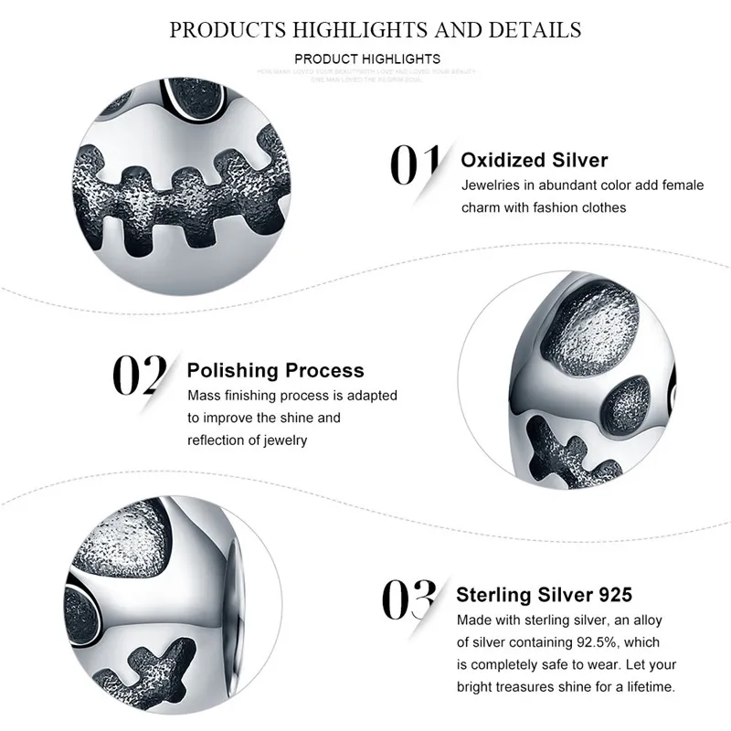 Аутентичные 100% 925 пробы серебряные креативные бусины с изображением лица