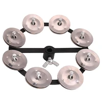 portable percussion hi hat tambourine with row alloy jingles drum set musical accessories