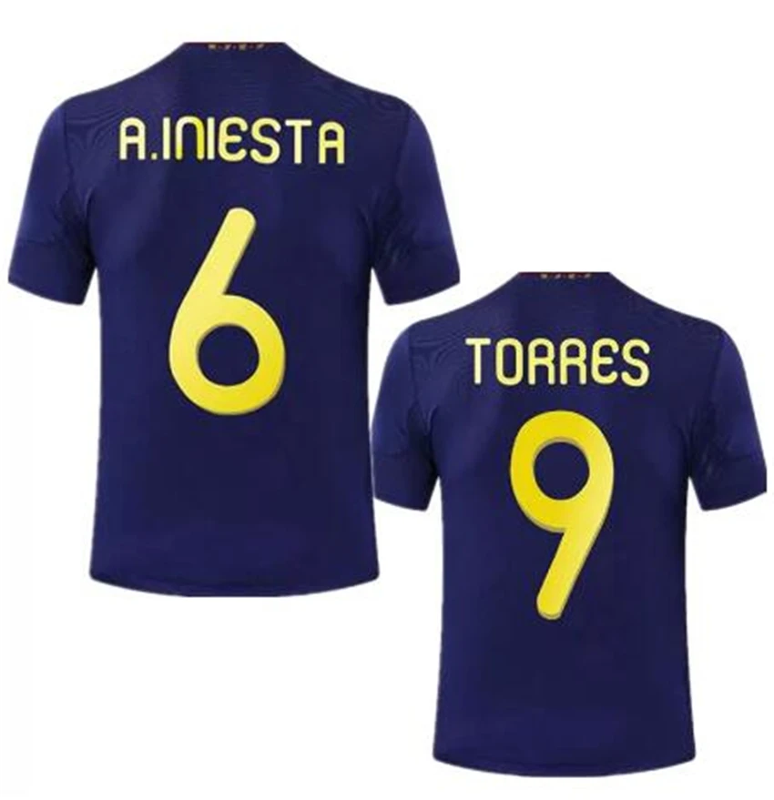 

RETRO Shirt 2010 AWAY A.INIESTA DAVID VILLA TORRES FOOTBALL SHIRTS CAMISETA UNIFORMS IN STOCK