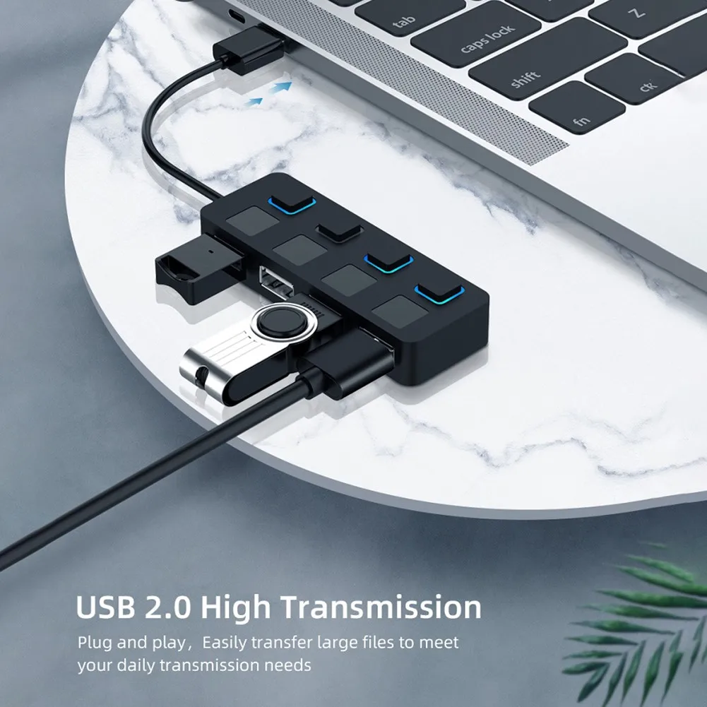 

4-port Extender Multi-USB 2.0 Hub Use Power Adapter Splitter USB2.0 Hub And PC Computer Switch