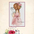 Высококачественный красивый и милый комплект для вышивки крестиком Mia And Bunny Little Girl вид обратного кролика 10932