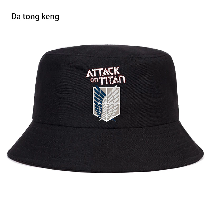 

2021 Hot Anime Final Season Attack on Titan hat Women Men Panama Bucket Cap The Design Flat Visor Fisherman Hat Harajuku Hat