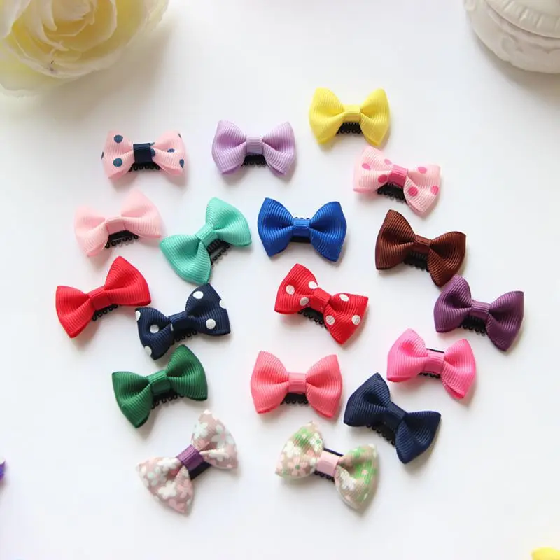

2021 NEW 10Pcs/lot Sewing Solid Dot Infant Baby Ribbon Bow Hair Clip Boutique Hairpins For Children Girls Kids Hair Accessories