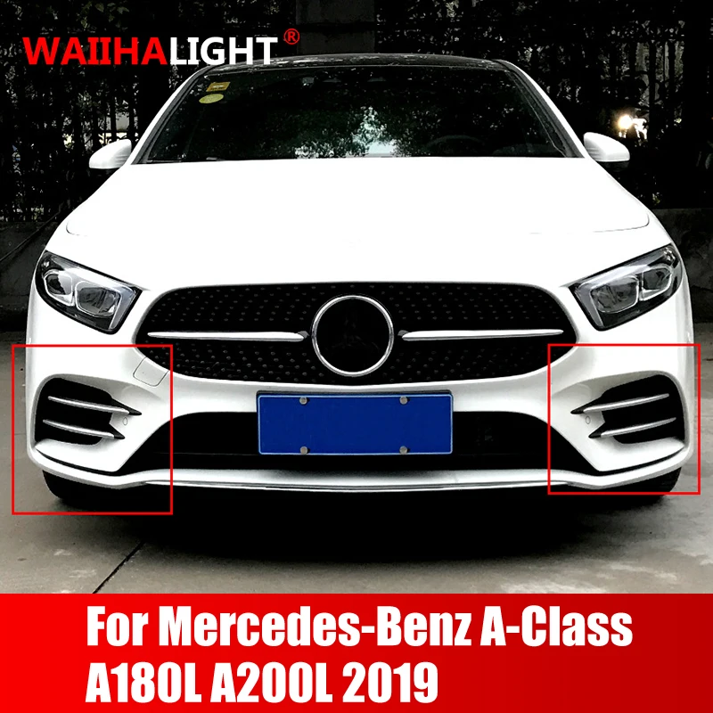 

Car Front Fog Lamp Strips Trim Cover Sticker Air Intake Grille Slats Trim Decoration for Mercedes Benz a Class A180L A200L 2019