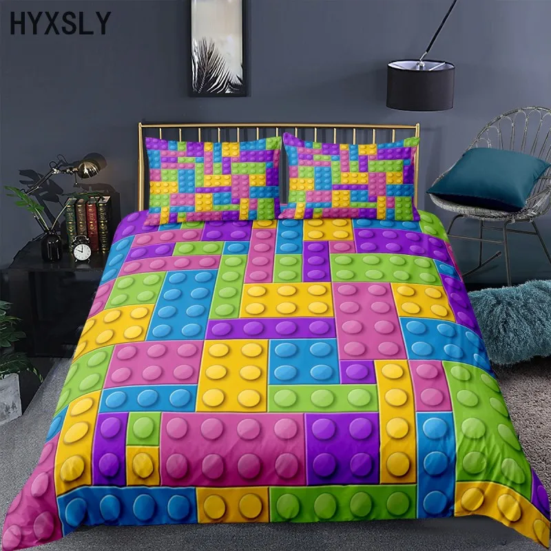 

Tetris Puzzle Game Duvet Cover with Pillow Case Funny Games Colorful Printed Kids Bedding Set Comforter Custom 2/3pcs Bedclothes