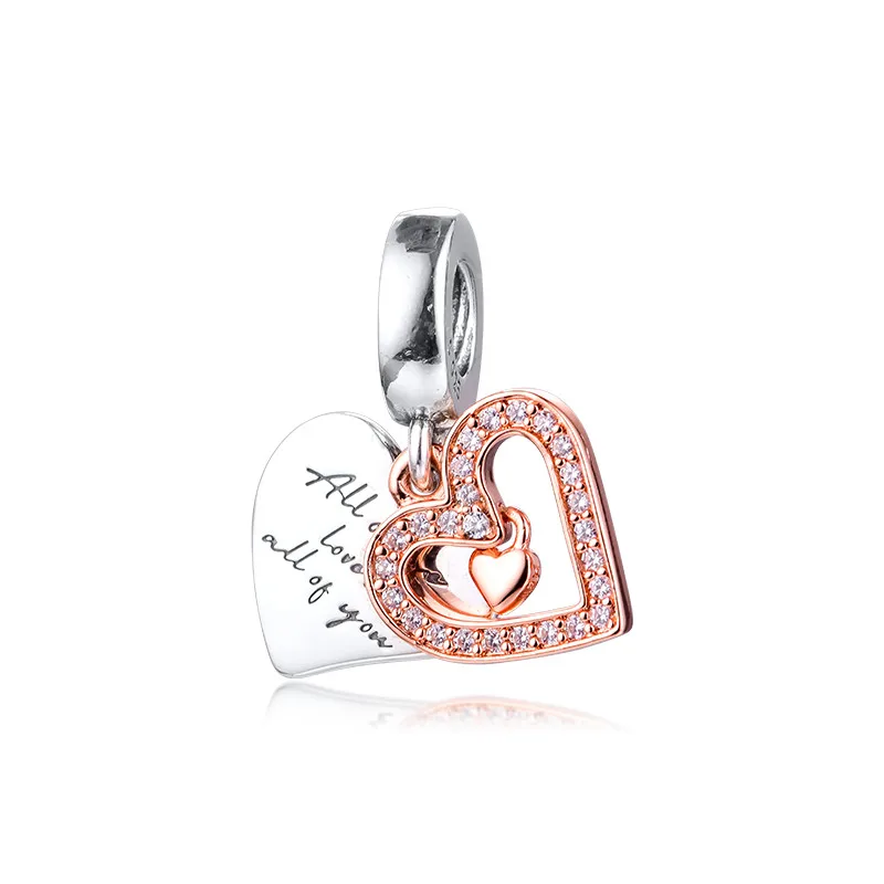 

Sparkling Freehand Heart Dangle Charms for Jewelry Making Clear CZ Rose Golden Beads for Bracelets & Bangles Valentine Day 2020