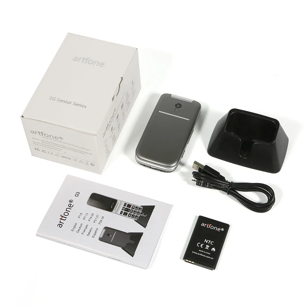 

Artfone G3 Big Button Mobile Phone for Elderly Upgraded GSM Flip Up Cellphone Talking Number 1000mAh Battery Celulares 3G