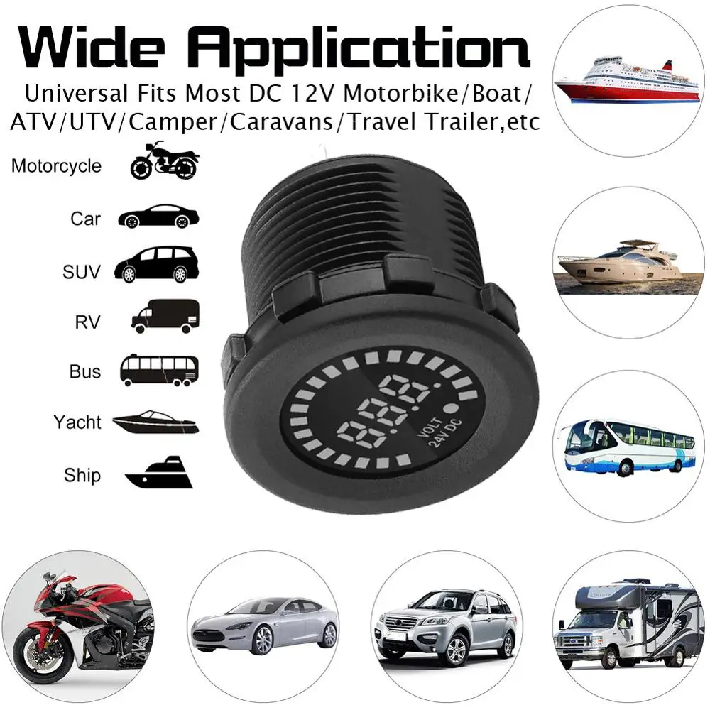 Универсальный автомобильный вольтметр со светодиодный Ной панелью 12 В