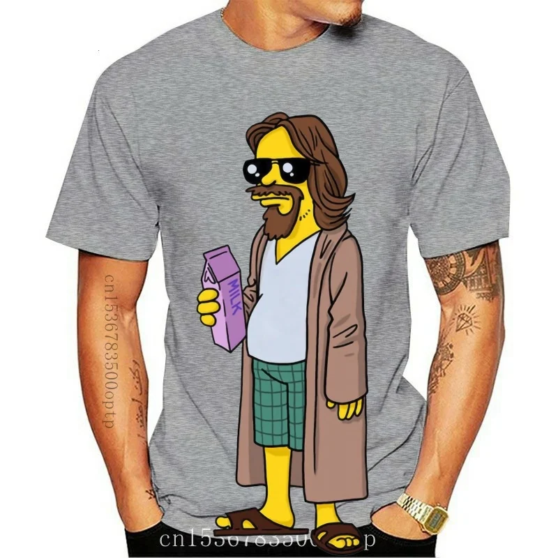 

Новинка, большая забавная белая футболка Lebowski с Гомером для мужчин, Джефф мостов, стильная футболка под заказ